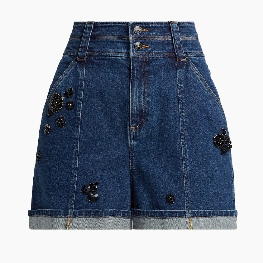 Cinq à Sept Marin Embellished Denim Shorts